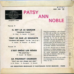 [Pochette de Patsy Ann NOBLE -  Il est l, le garon  (Les FRANCOPHILES) - verso]