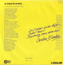 [Pochette de Le Dakar un an dj… (Christine BERCLAZ) - verso]