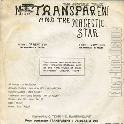 [Pochette de Pain (MISTER TRANSPARENT AND THE MAGESTIC STAR) - verso]
