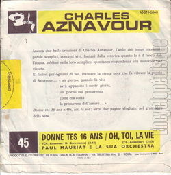 [Pochette de Donne tes 16 ans (Charles AZNAVOUR) - verso]