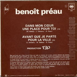 [Pochette de Dans mon cœur, une place pour toi (Benot PRAU) - verso]
