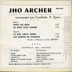 [Pochette de Ce sera tout comme (Jho ARCHER) - verso]