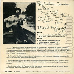[Pochette de Chante le folklore franais (Franois GARAL) - verso]