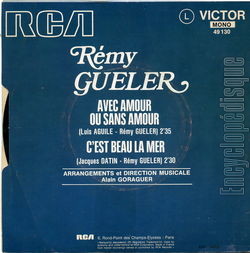[Pochette de Avec amour ou sans amour (Rmy GULER) - verso]