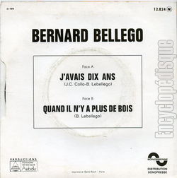 [Pochette de J’avais 10 ans (Bernard BELLEGO) - verso]