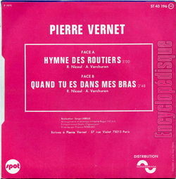 [Pochette de Hymne des routiers (Pierre VERNET) - verso]