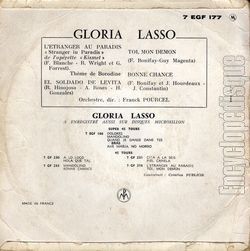 [Pochette de L’tranger au paradis (Gloria LASSO) - verso]