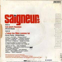 [Pochette de Les jours heureux (Les SAIGNEURS) - verso]