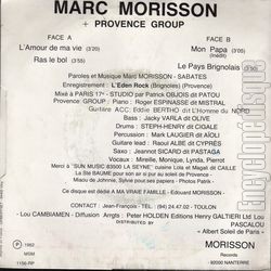 [Pochette de L’amour de ma vie (Marc MORISSON) - verso]