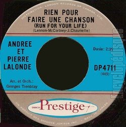 [Pochette de Rien pour faire une chanson / Ces mots stupides (Andre et Pierre LALONDE)]