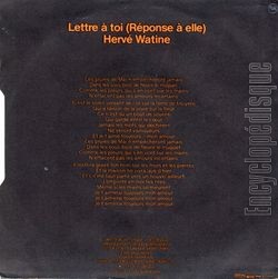[Pochette de Lettre  toi (Herv WATINE) - verso]