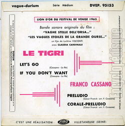 [Pochette de Les vagues toiles de la Grande Ourse (B.O.F.  Films ) - verso]