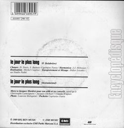[Pochette de Le jour le plus long (Franois DELABRIERE) - verso]