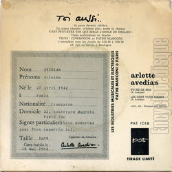 [Pochette de Tu ris de moi (Arlette AVEDIAN) - verso]