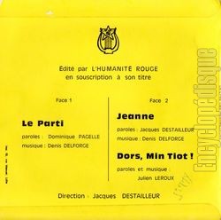 [Pochette de Le parti (La LYRE DES TRAVAILLEURS) - verso]