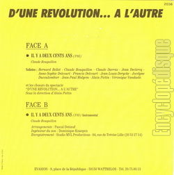 [Pochette de D’une rvolution  l’autre (VASION) - verso]