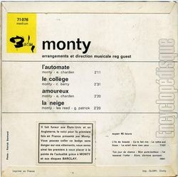 [Pochette de Amoureux (MONTY) - verso]