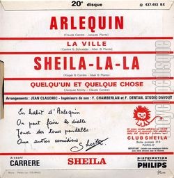 [Pochette de Arlequin (SHEILA) - verso]