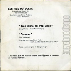 [Pochette de N 3 - Trop jeune ou trop vieux (Les FILS DU SOLEIL) - verso]