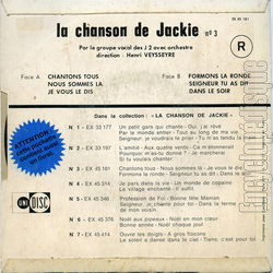 [Pochette de La chanson de Jackie n3 (La CHANSON DE JACKIE) - verso]