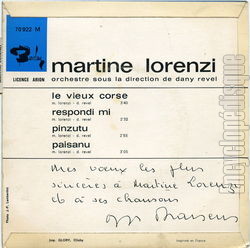 [Pochette de Le vieux corse (Martine LORENZI) - verso]
