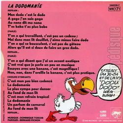 [Pochette de La dodomanie - Dodu Dodo - (T.V. (Tlvision)) - verso]