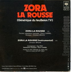 [Pochette de Zora la rousse (T.V. (Tlvision)) - verso]