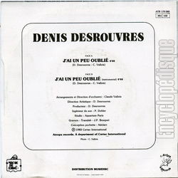 [Pochette de J’ai un peu oubli (Denis DESROUVRES) - verso]