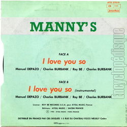 [Pochette de I love you so (MANNY’S) - verso]