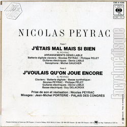 [Pochette de J’tais mal mais si bien (Nicolas PEYRAC) - verso]