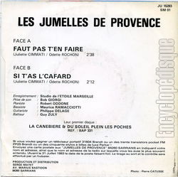 [Pochette de Faut pas t’en faire (Les JUMELLES DE PROVENCE) - verso]