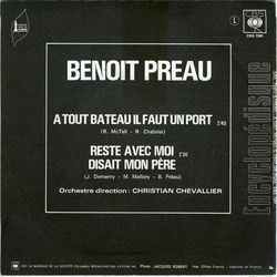 [Pochette de  tout bateau il faut un port (Benot PRAU) - verso]