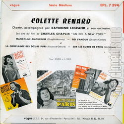 [Pochette de Colette Renard chante les succs du film Un roi  New-York (Colette RENARD) - verso]