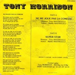 [Pochette de Ne me joue pas la comdie (Tony MORRISON) - verso]