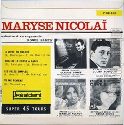 [Pochette de  vivre en silence (Maryse NICOLA) - verso]