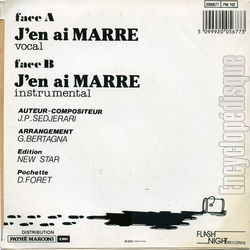 [Pochette de J’en ai marre (Jean-Pierre SEDJERARI) - verso]