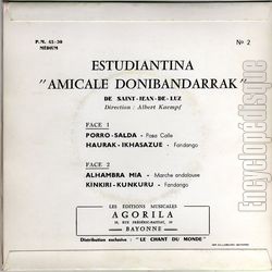 [Pochette de N 2 - Porro-salda (Estudiantina Amicale DONIBANDARRAK) - verso]