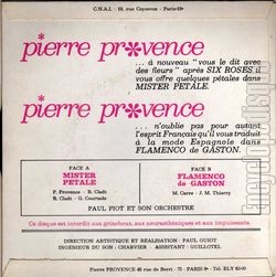 [Pochette de Mister ptale (Pierre PROVENCE) - verso]