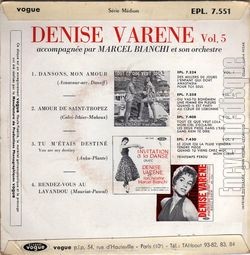 [Pochette de Dansons, mon amour (Denise VARNE) - verso]