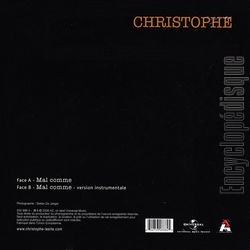 [Pochette de Mal comme (CHRISTOPHE) - verso]