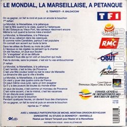 [Pochette de Le mondial, la Marseillaise,  ptanque (LOLO, BAPTISTE et ESCARDE) - verso]