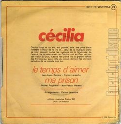 [Pochette de Ma prison (CCILIA) - verso]