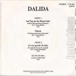 [Pochette de Am Tag als der Regen kam (RDA) (DALIDA) - verso]