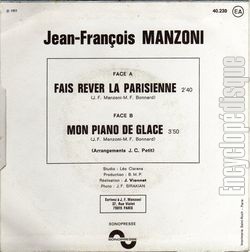 [Pochette de Fais rver la Parisienne (Jean-Franois MANZONI) - verso]