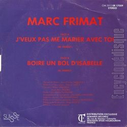 [Pochette de Boire un bol d’Isabelle (Marc FRIMAT) - verso]