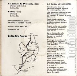 [Pochette de La balade du dimanche (FERRARO) - verso]