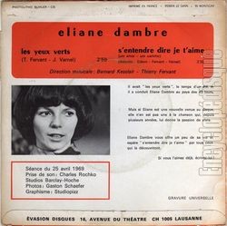 [Pochette de Les yeux verts (liane DAMBRE) - verso]