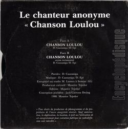 [Pochette de Chanson loulou (Le CHANTEUR ANONYME) - verso]
