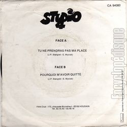 [Pochette de Tu ne prendras pas ma place (STUDIO 4) - verso]