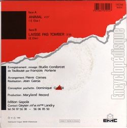 [Pochette de Animal (GEYSER) - verso]